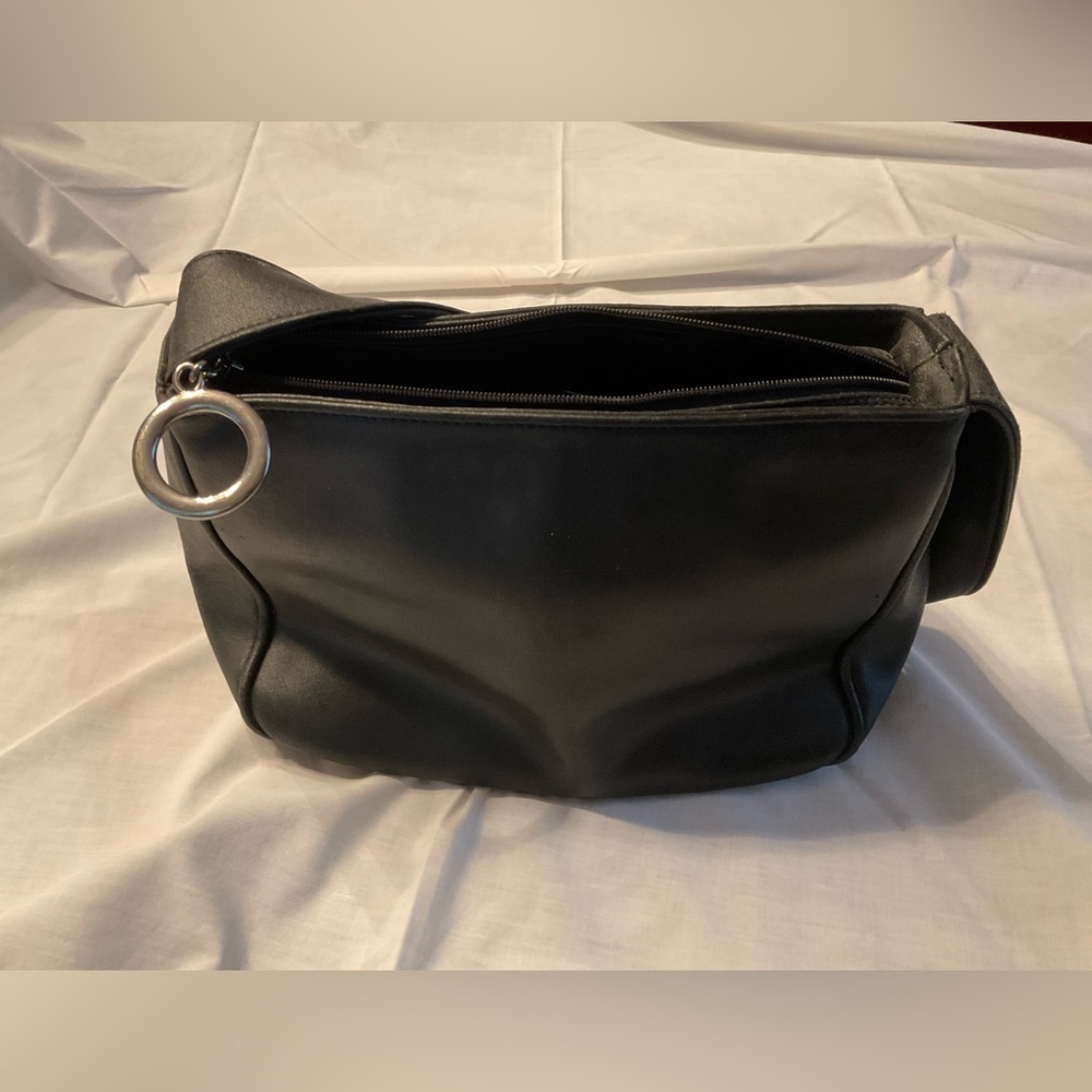 Italian designer all leather black shoulder bag
